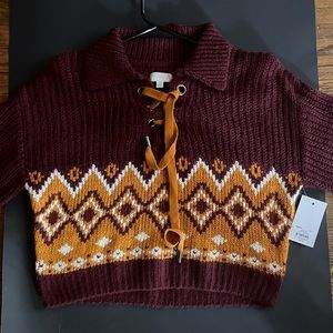 sonoma knitted sweater | size small | brown/burgundy/white | never worn | tag on